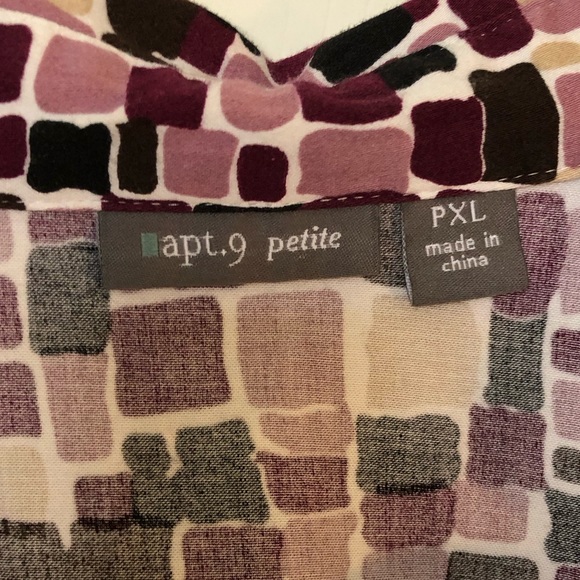 Apt. 9 Petite Purple, Black & Tan Short Sleeve Top Size PXL - Picture 3 of 6